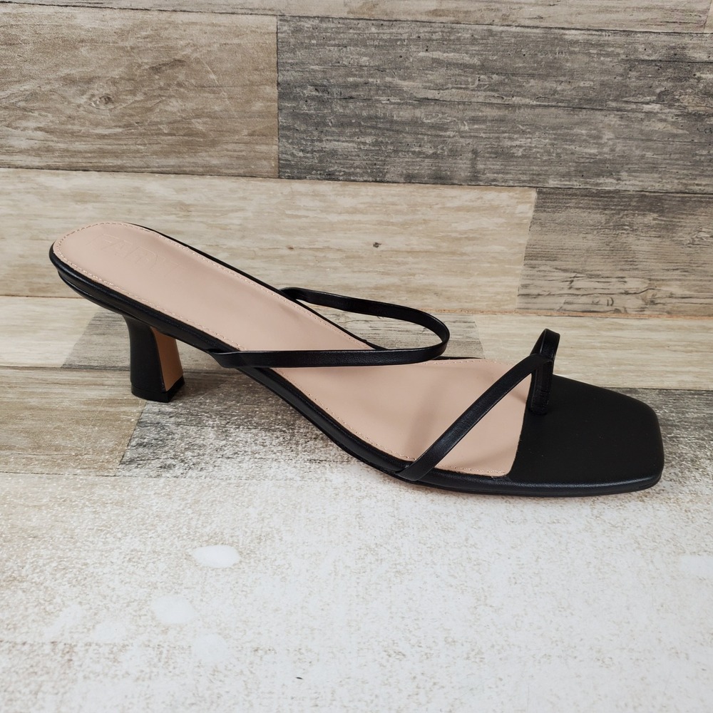 Faryl by Farylrobin Aria Womens Heel Sandal Sz 14 Black Leather Slip On Open Toe